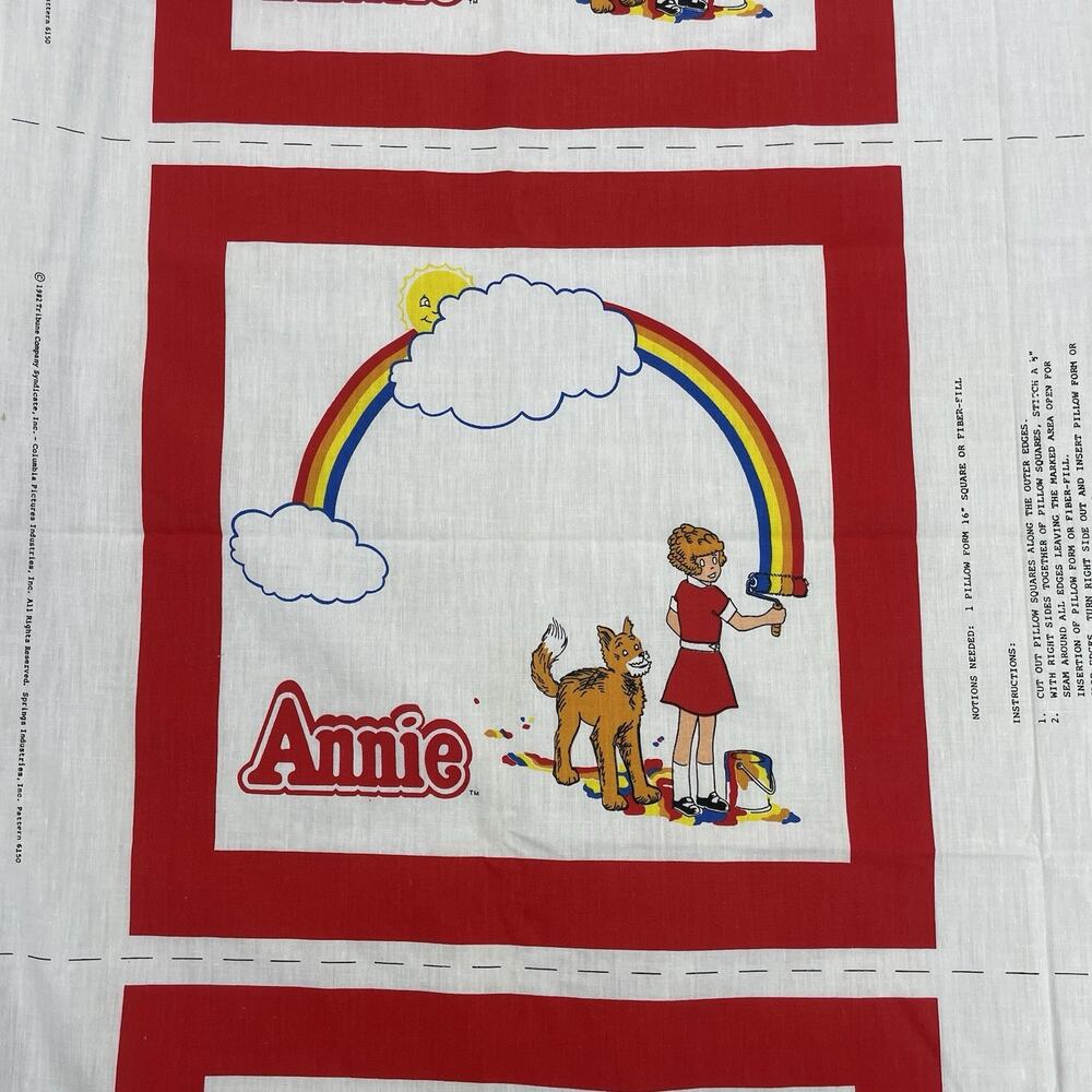 Vintage Annie Pillow Cut & Sew Fabric Panel w/Sewing Instructions Pattern 6150